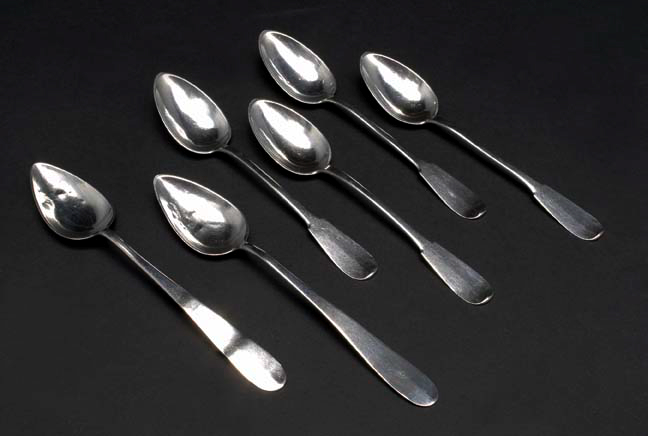 Six Swiss .830 Silver Teaspoons,