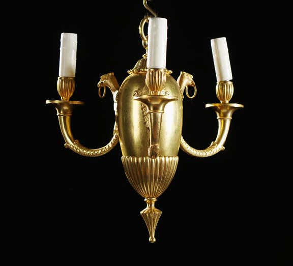 French Gilt Brass Three Light Vasiform 29ff5