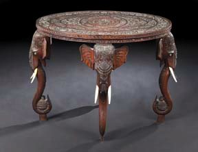 Anglo-Indian Carved Rosewood Occasional