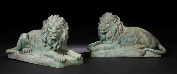 Large Pair of American Pale Verdigris Patinated 2a164