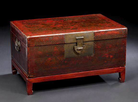 Chinese Lacquered Trunk on Stand  2a603