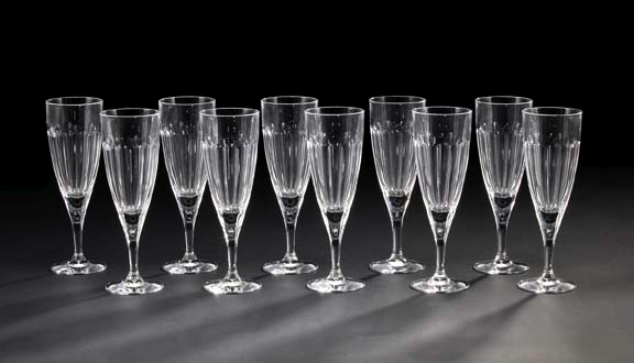 Set of Ten Panel Cut Glass Champagne 2a611