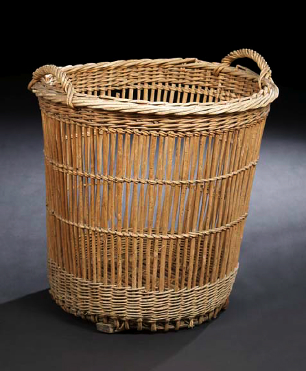 French Woven Reed Hotel Laundry Basket,