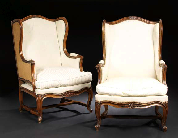 Pair of Louis XV Style Walnut Bergeres  2a64a