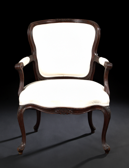 Louis XV-Style Fruitwood Fauteuil,