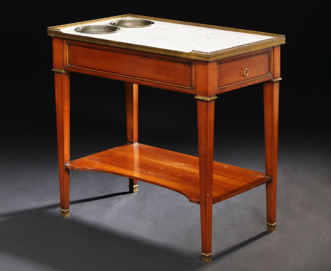 Louis XVI-Style Mahogany and Marble-Top