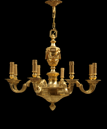 French Gilt-Brass Eight-Light Vasiform