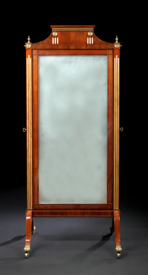 Empire-Style Mahogany Cheval Mirror,