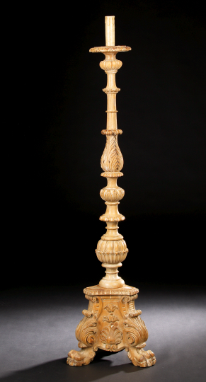 Italian Pickled Wood Altar Stick  2a752