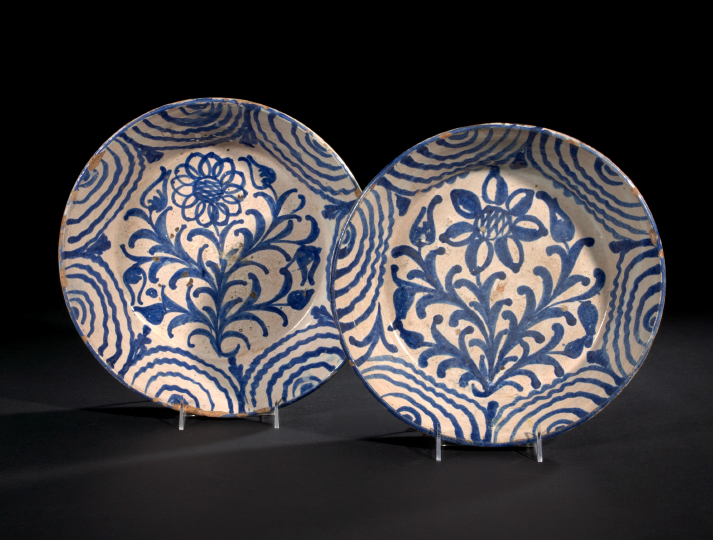Near-Pair of Talavera Floral-Decorated
