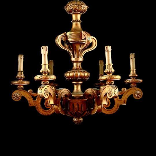 French Carved Giltwood Six Light 2a756