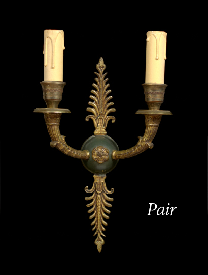 Pair of French Gilt Brass and Green 2a784