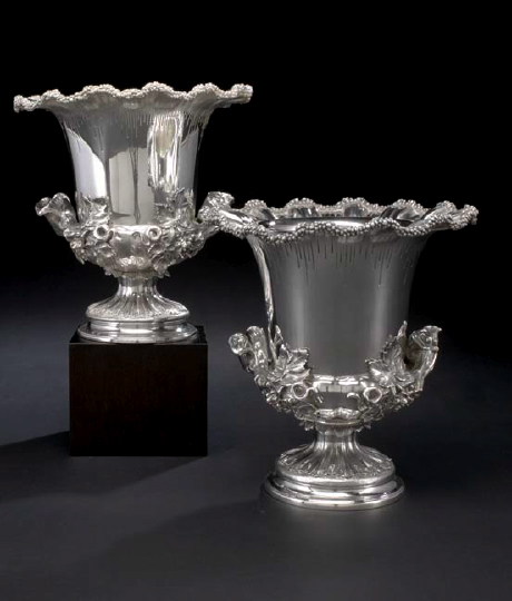 Pair of Victorian Silverplate Wine 2a3ce