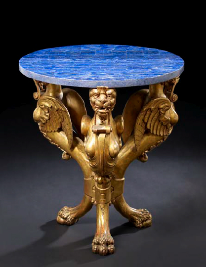 Russian Carved Giltwood and Lapis Lazuli Top 2a400