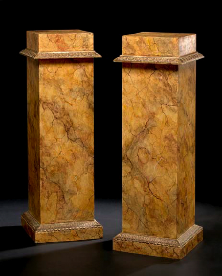 Pair of Faux Sienna Marble Square 2a4da