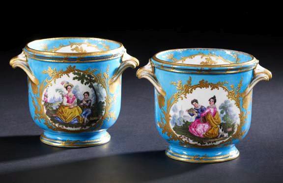 Good Pair of Sevres Bleu Celeste Porcelain