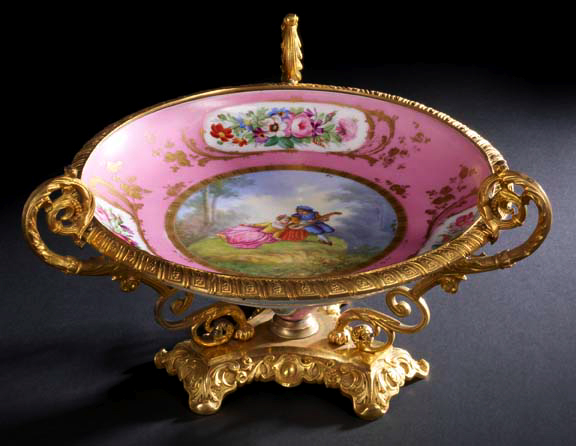 Large French Ormolu Mounted Rose 2a4e4