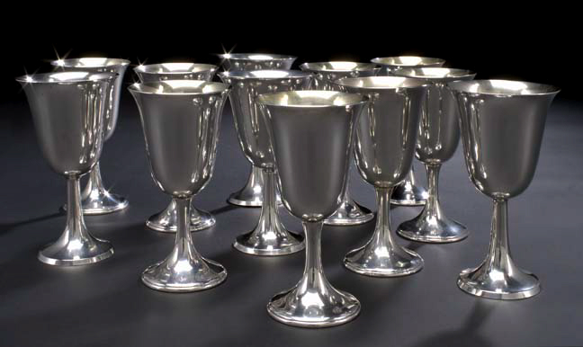 Twelve American Sterling Silver Goblets,