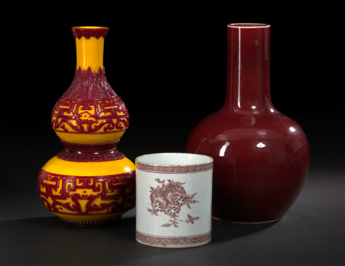 Chinese Oxblood-Glazed Bottle Vase,