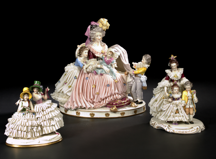 Dresden Lace Porcelain Figural Group,