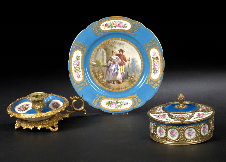 Sevres Bleu-Celeste-Bordered Porcelain