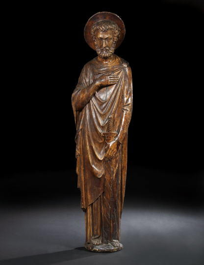 Monumental French Carved Oak Figure