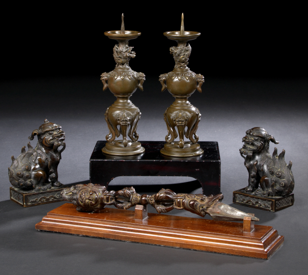 Pair of Chinese Nicely Cast-Bronze