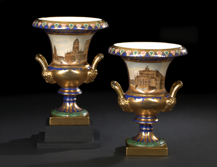 Pair of Old Paris-Style Gilt-Decorated