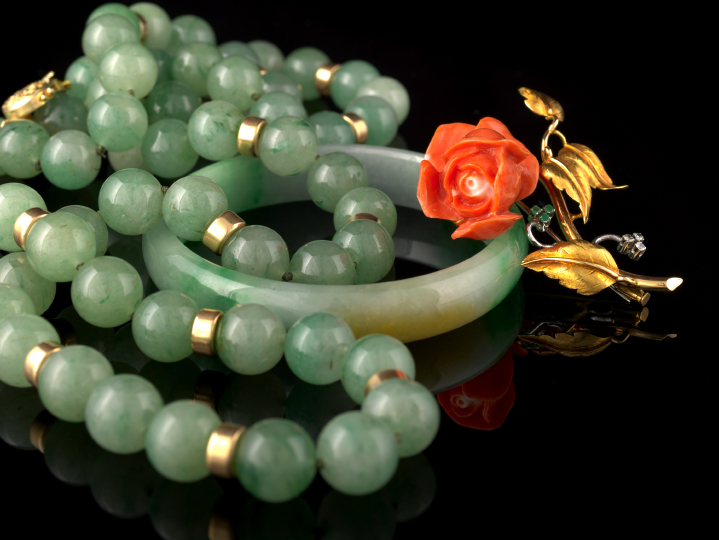 Jade and Fourteen-Karat Yellow Gold