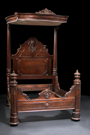 American Rococo Revival Rosewood Half-Tester