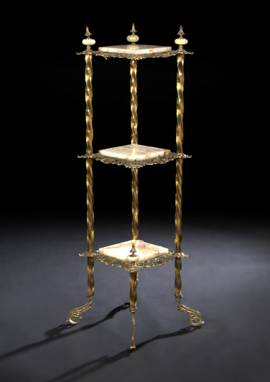 Victorian Gilt Brass and Onyx Three Tier 2a847