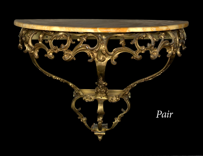 Pair of Gilt Brass and Onyx Demi lune 2a84a