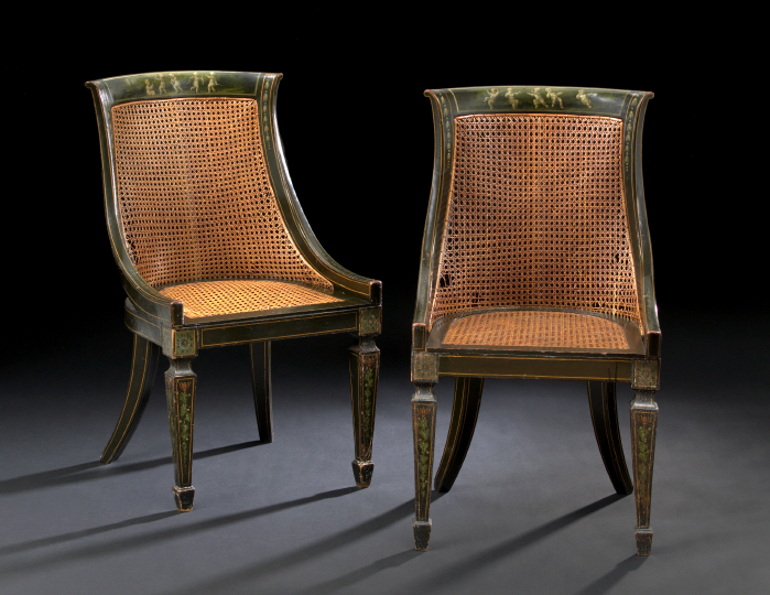 Pair of Edwardian Ebonized and Polychromed