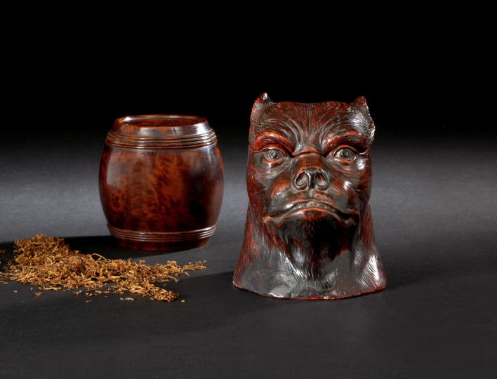 Dutch Carved Burlwood Tobacco Jar,
