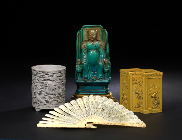 Chinese Export Ivory Fan,  19th