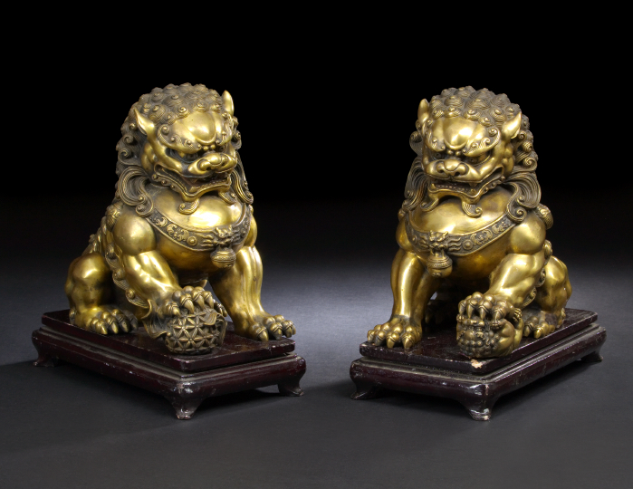 Pair of Chinese Cast Brass Foo