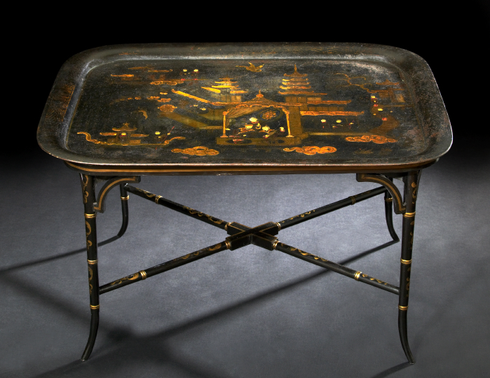 Regency Tole Peinte Tray on Stand  2ad44