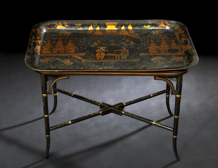 Regency Tole Peinte Tray on Stand  2ad48