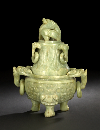 Large Chinese Carved Serpentine