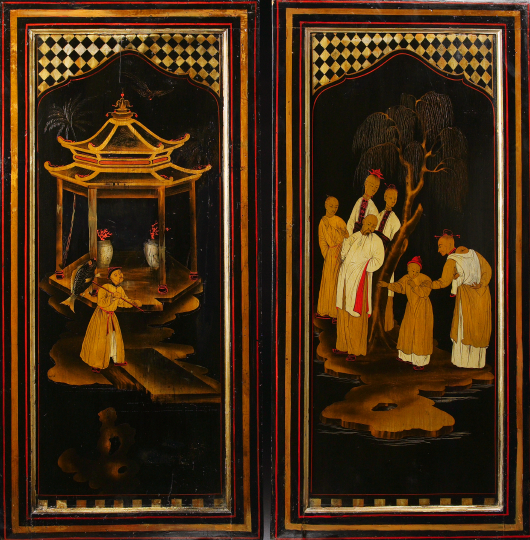 Pair of Chinese Framed Lacquer 2adbc