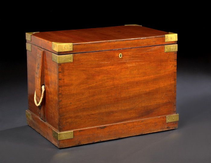 Victorian Mahogany Campaign Trunk  2ae0a