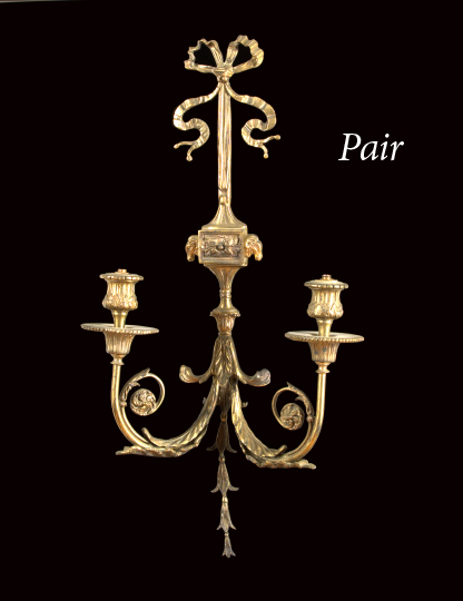 Pair of Edwardian Gilt-Brass Two-Light