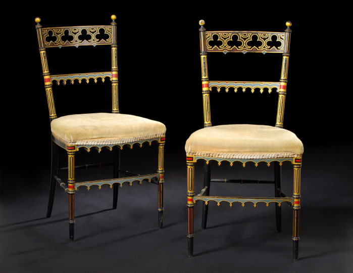 Pair of Victorian Polychrome Sidechairs  2ae40