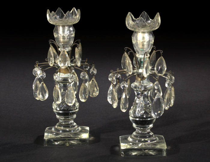 Pair of Edwardian Cut Glass Candlesticks  2ae50