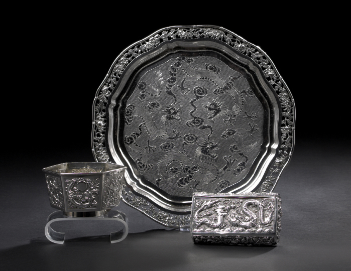 Chinese Export Silver Waiter  2aed7