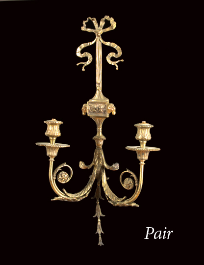 Pair of Edwardian Gilt-Brass Two-Light