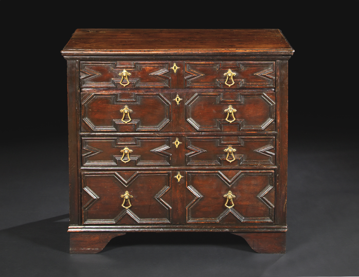 English Oak and Fruitwood Chest,