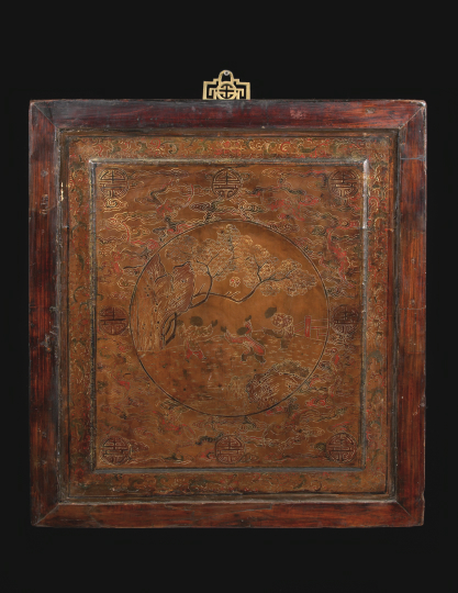 Chinese Framed Lacquered Panel  2acb3