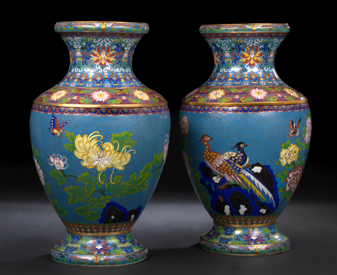 Large Pair of Chinese Cloisonne