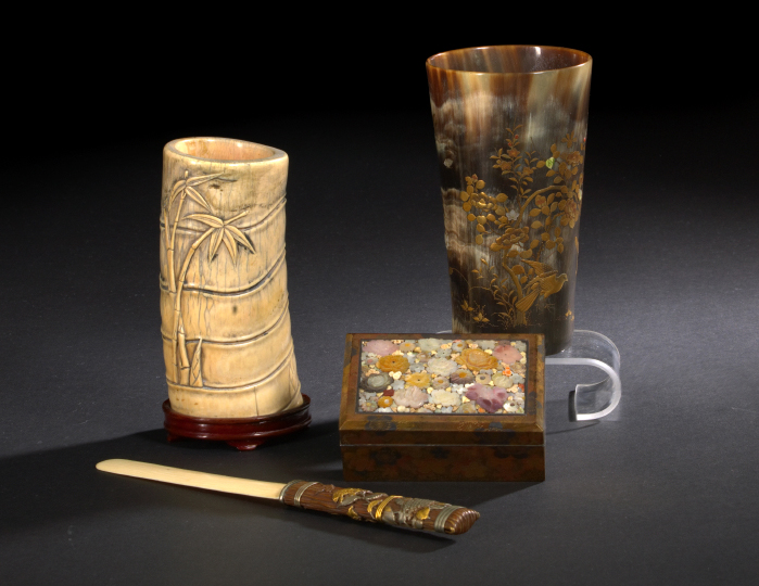 Japanese Horn, Lacquer and Mother-of-Pearl